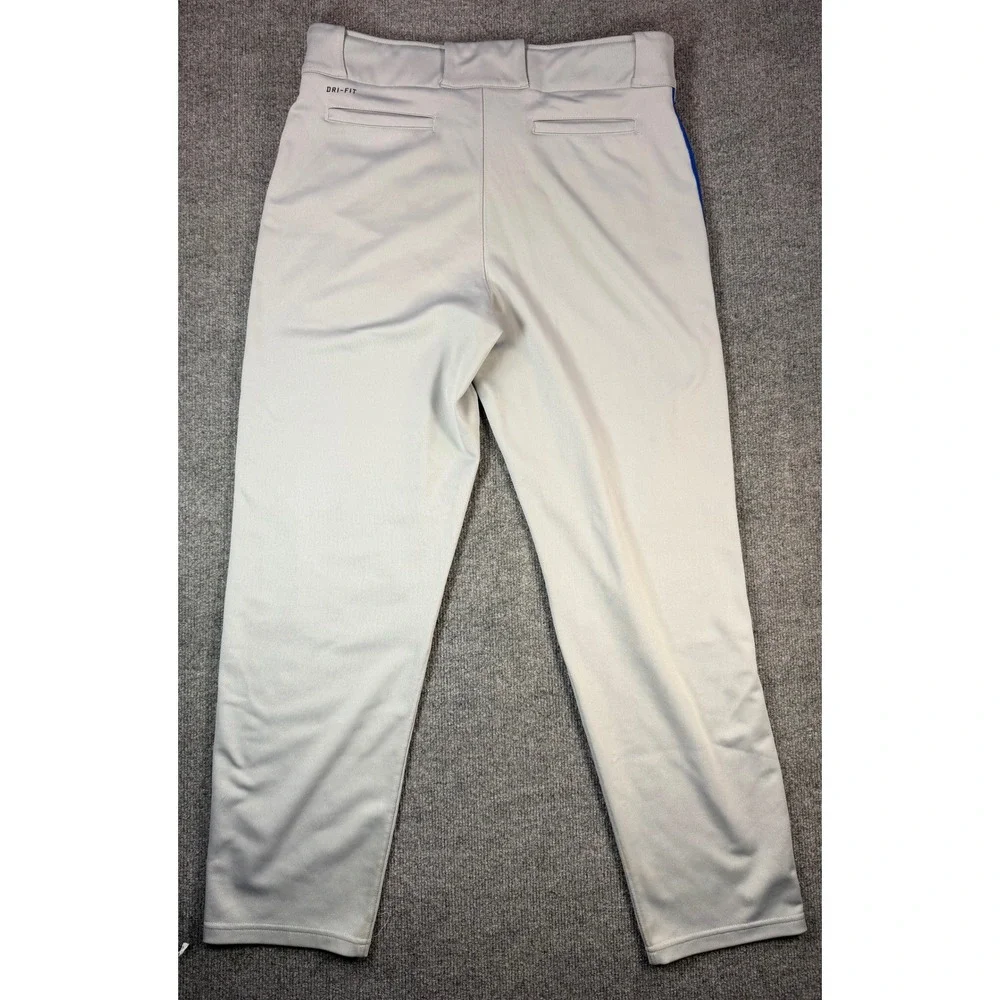 Nike Dri-FIT Mens Baseball Pants Grey‎ Blue Piping AH6942-062 XL